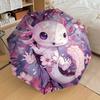 1PC Axolotl Sakura Automatic Open/Close Umbrella with Windproof, 8-Rib Sturdy Canopy, Durable Ribs, Fashionable Design, Outdoor Accessory, Fun Prin, H