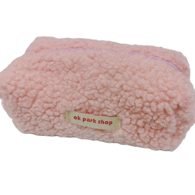 Lamb Hair Cosmetic Bag Plush Storage Cute Stationery Bag Pencil Case Large Capacity Travel Cosmetic Makeup Bag Accessories