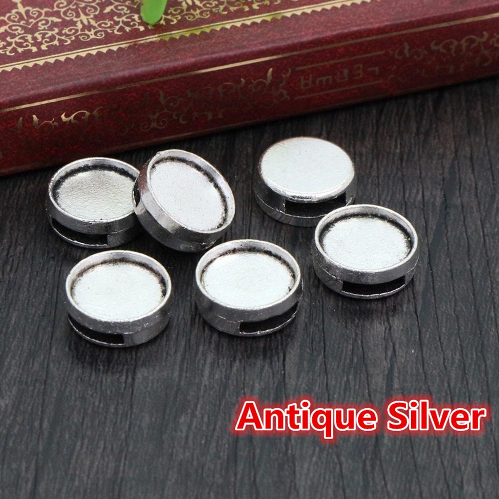 20pcs 12mm Inner Size Antique bronze Black Silver Plated Fashion Style Cabochon Base Cameo Setting Charms Pendant