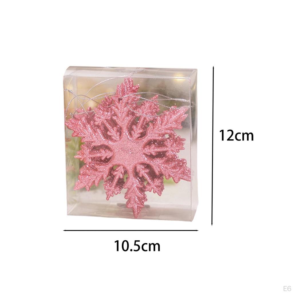 6 Pieces Christmas Glittering Snowflake Ornaments 12x10.5cm Multipurpose for DIY Craft Projects PP