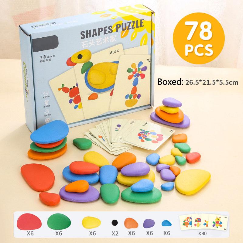 

Children 3D Puzzle Montessori Toys Rainbow Pebbles Logical Thinking Game Parish Painting Sensory Learning Toys For 3-6 Years Old