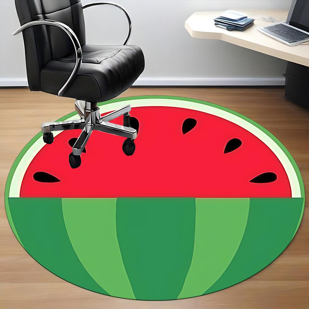 1pc Watermelon Slice Office Round Area Rug, Mat Suitable For Office, Under Office Chairs Bedroom Living Room Home Decor, Room Deco