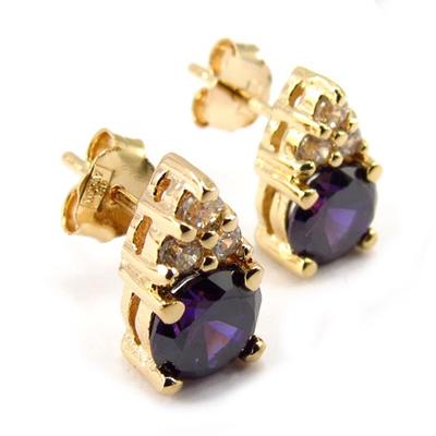 [K4754] - Gold Plated 'Celestina' Amethyst Earrings
