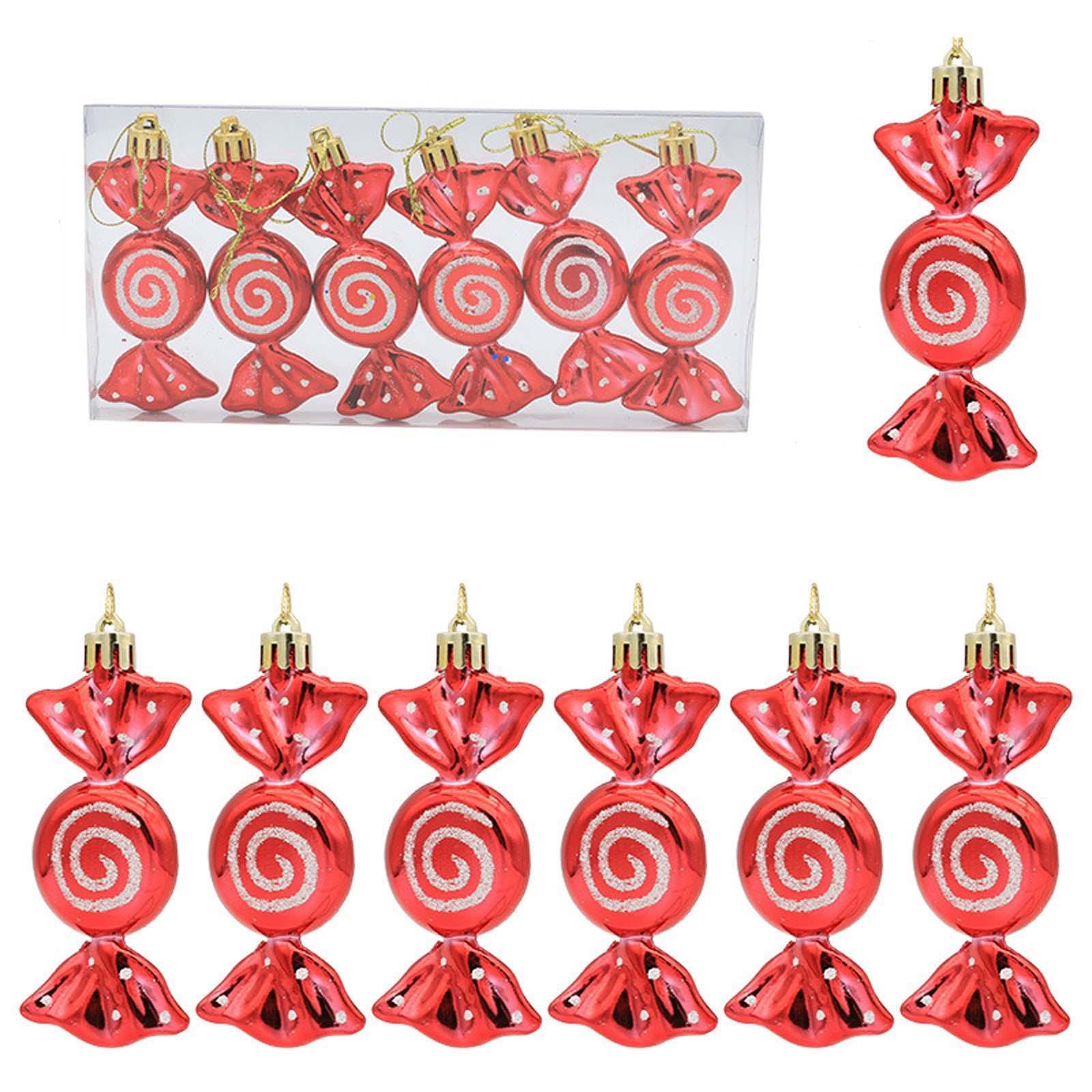 

6 шт. Рождественский кулон гальванические конфеты Рождественский шар елочные украшения Новый год Ноэль домашний декор One Size красный