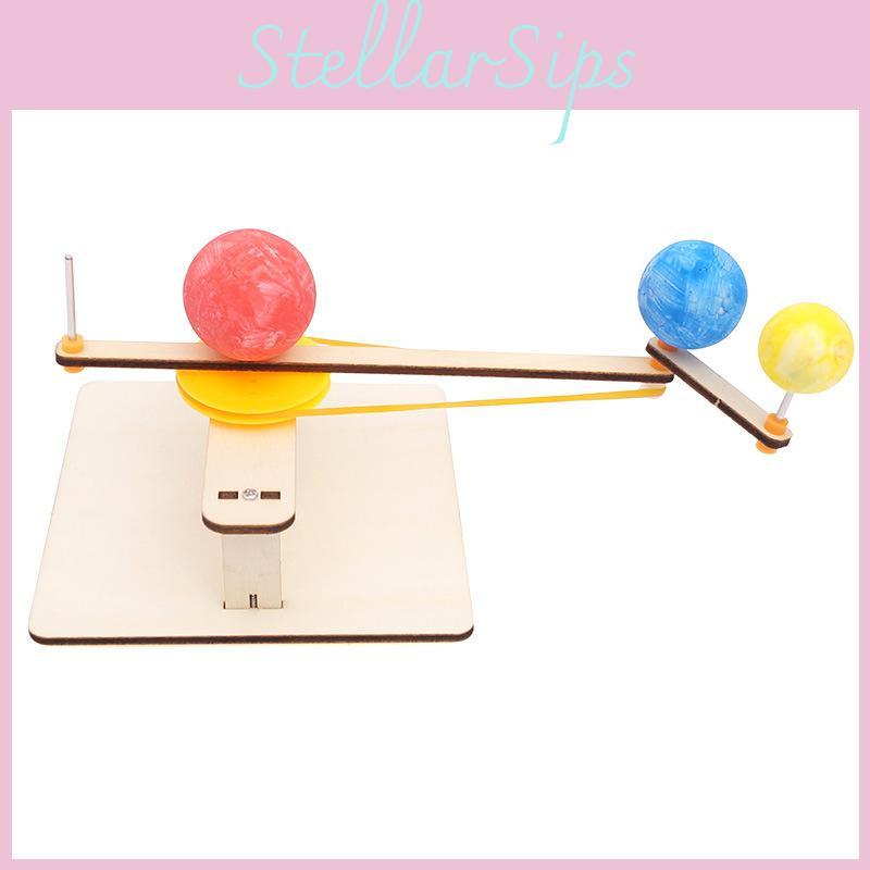 Science Experiment Diy Wooden Earth Moon Sun Solar System Model Kit Educational Toy For Kids