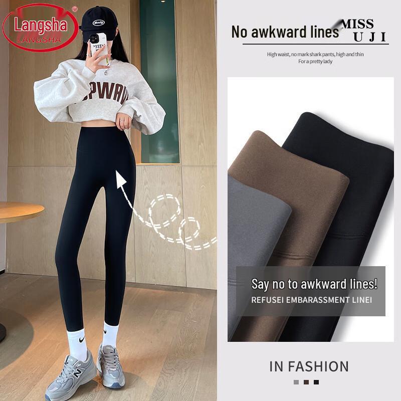 Langsha Women s High-Waist Butt-Lifting Shark Leggings L