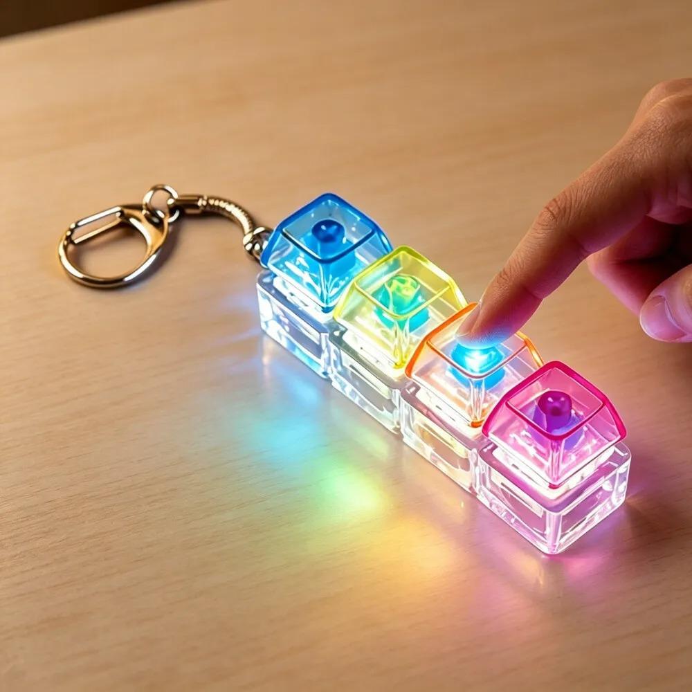 Hot Led Light Up Keycap Clicker Fidget Toy, Multi-Style Portable Stress Relief Keychain, Sensory Desk Accessory For Adults Kids