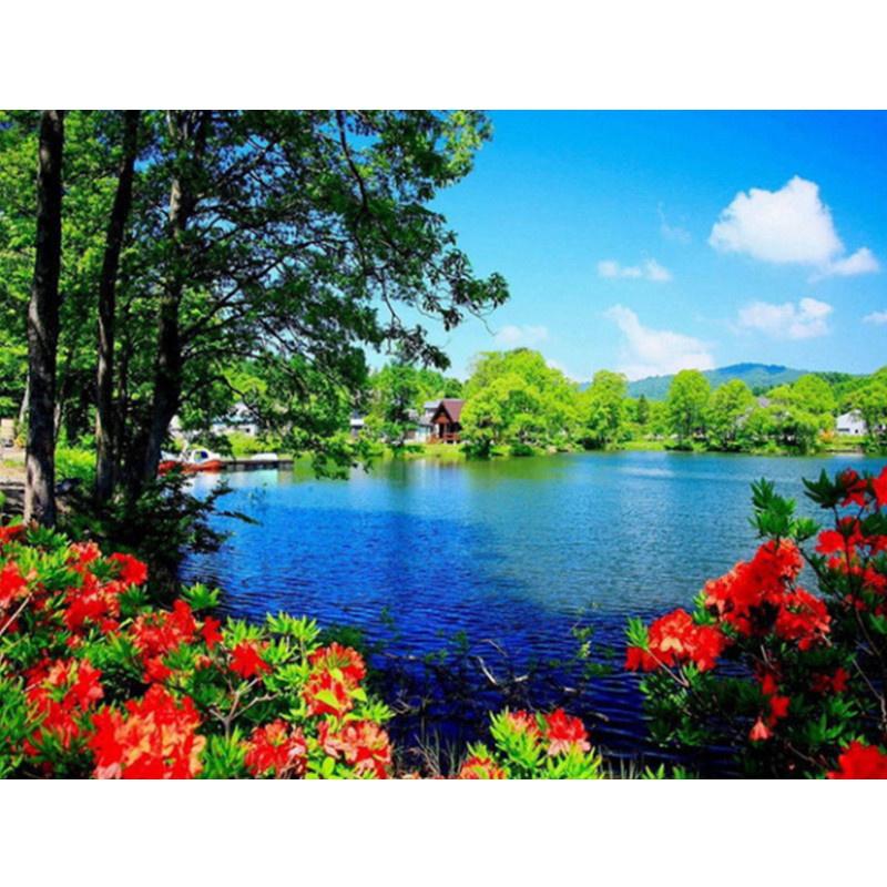 

5D DIY Алмазная картина Весенний пейзаж Алмазная вышивка Набор для вышивки крестом Полный горный хрусталь Мозаика Домашний декор Square 20x30cm