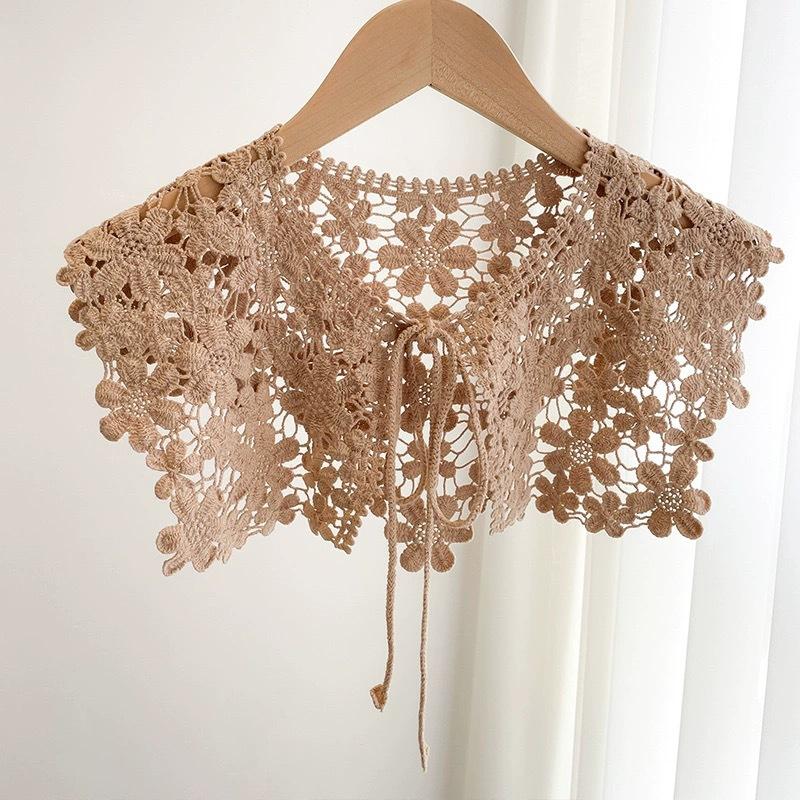 Summer Sunscreen Lace Shoulder Hollow Fake Collar Shawl Fashionable Versatile Outer Decorative Small Shawl