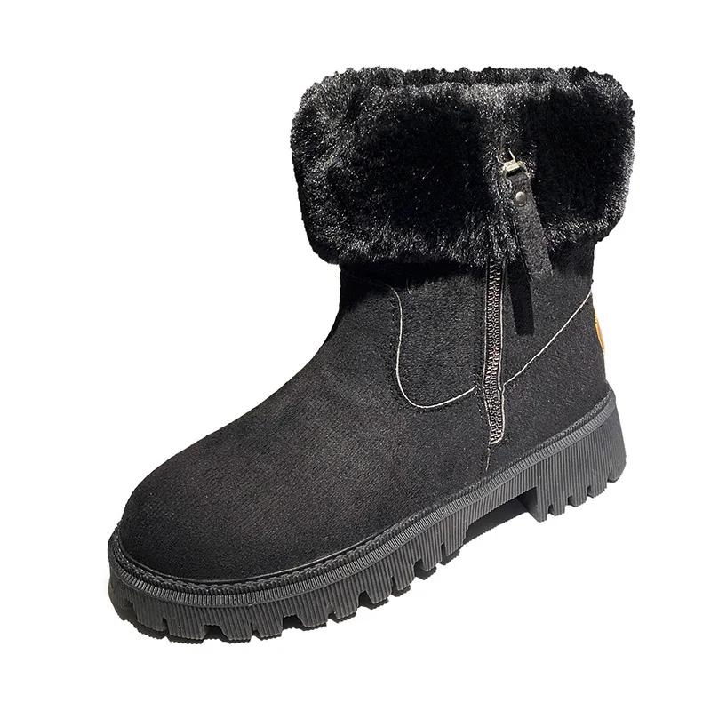 Plush Short Boots Women New European American Fashion Warm Comfortable Cotton Shoes Outdoor Travel Leisure Snow Boots 2024