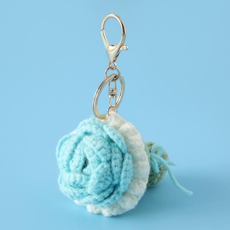 

Вязаный крючком брелок в виде розы, креативный ручной дизайн цветка, декоративный подвес для сумки, ручная работа, вязаный цветок, подарочные аксессуары, 6 цветов