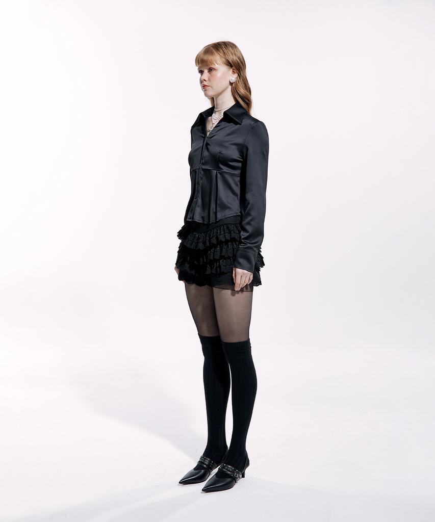 ROUGHNECK Lace Tutu Pants Skirt Black