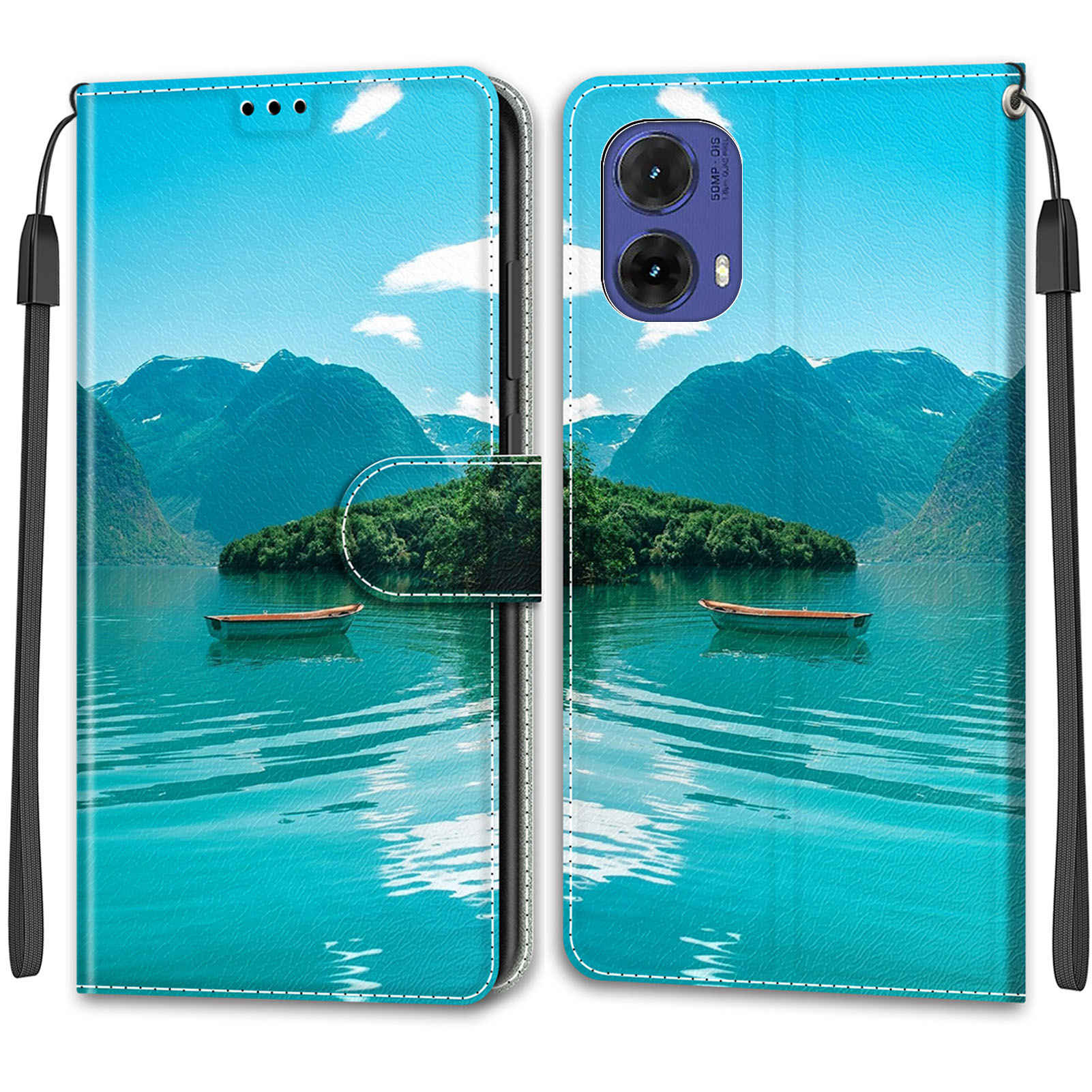 

Розкішний розписний шкіряний чохол-гаманець із штучною шкірою для Motorola Moto G85/G75/G55/G35/G24 Power/G15/G05/G84/G54 Power/G34/G24/Edge 40/G14 Moto G75