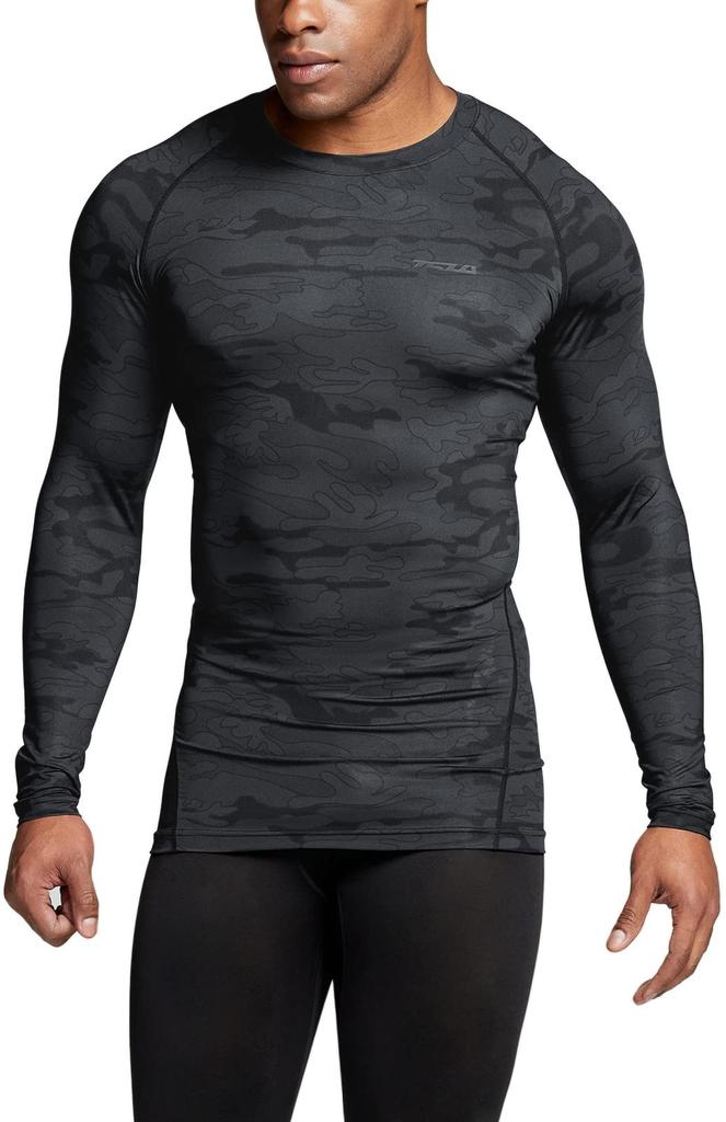 Tesla Long Sleeve Sports Set Compression Compression Wear for Base Men's Undershirt, 3-Piece [UV Protection, Sweat-Wicking, Quick-Drying], Shirt,