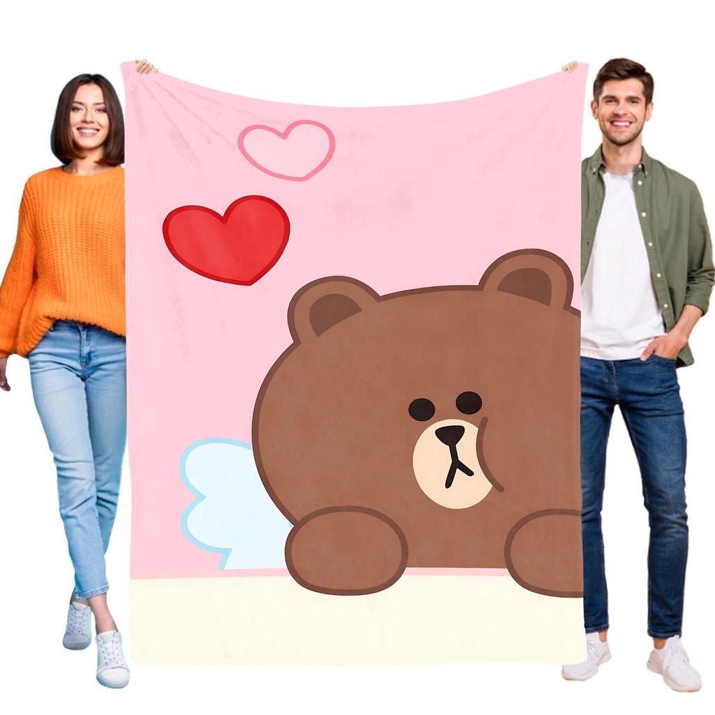 Brown Bear Throw Blanket for Bed Decor Home Textiles Comforter Cooling Sofa Blanket Halloween Summer