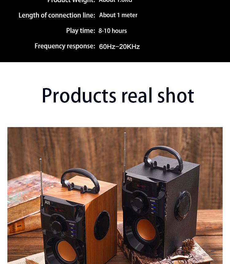 A11 Mobiler Bluetooth-Lautsprecher 4.0 - Kompakt, Outdoor, Schwerer Bass mit Kartensteckplatz