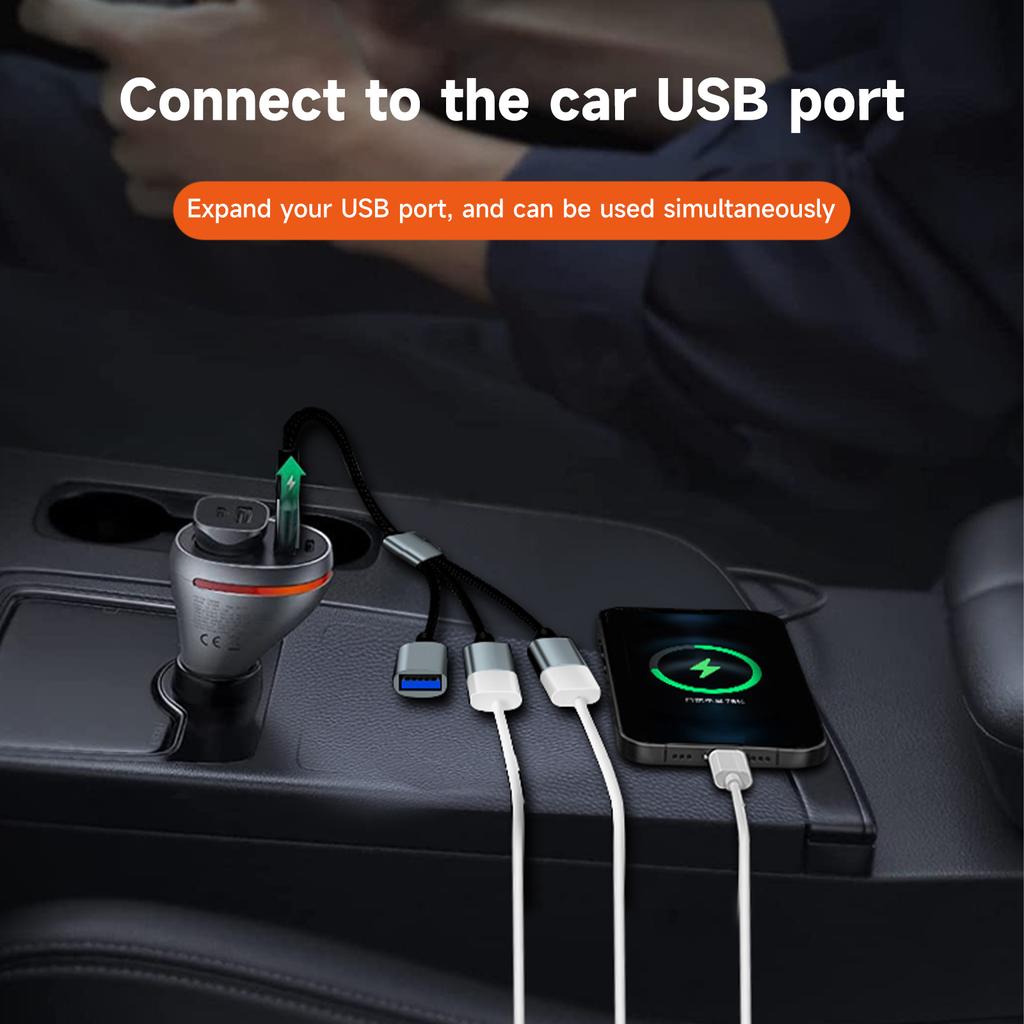 USB Splitter Cable 1 In 3 Out,USB-A Expansion Hub, Multi USB Port Expansion Converter for Car, PC