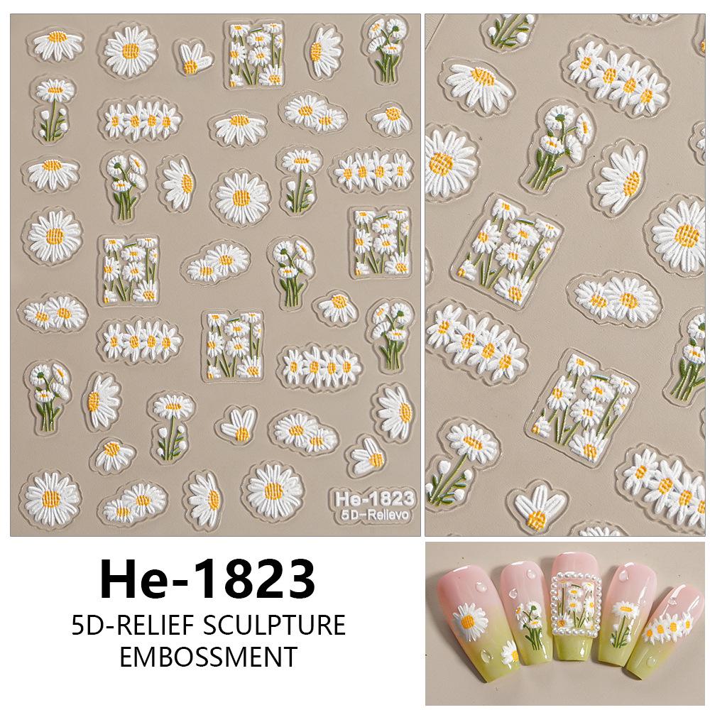 Redanco 5D Cartoon Daisy Flower Nail Stickers (Model: He1824)