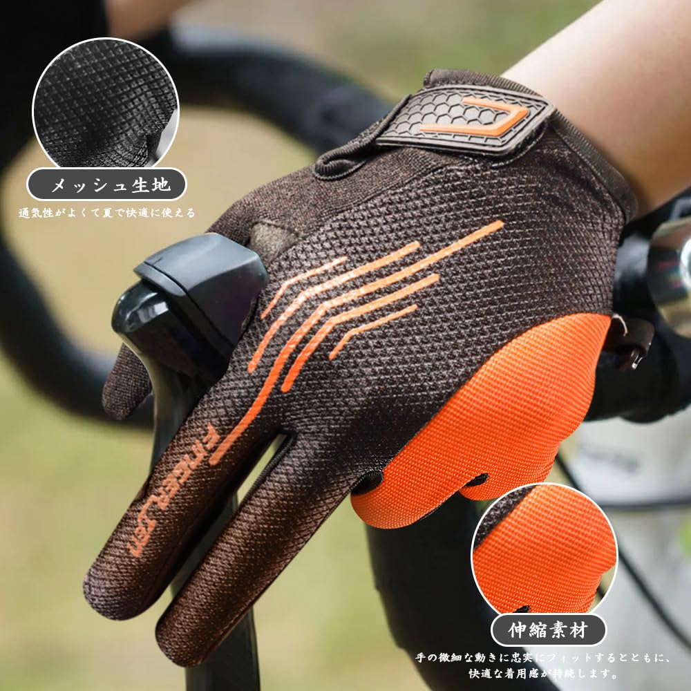 Full Finger Cycling Gloves for Cycling and Road 3D Impact Abrasion UV Smartphone Gloves Men's Bikes, Padded, Absorption, Resistant, Stretchable,
