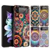 Indian Pattern Mandala Hard PC Phone Case For Samsung Galaxy Z Flip 7 6 5 4 Black Cover For Galaxy Z Flip 3 Foldable Capas Coque