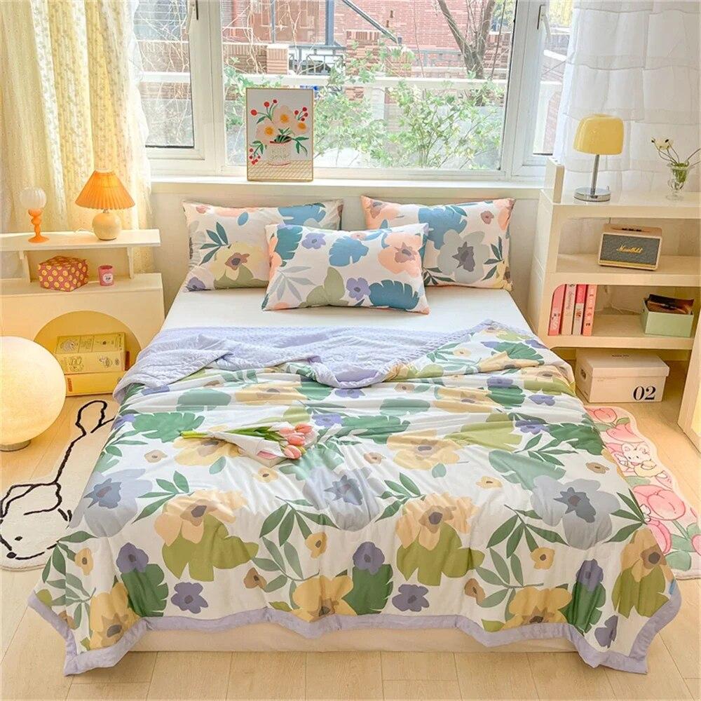 Cotton Summer Quilt Home Sofa Thin Air Conditioning Throw Blanket Soft Office Nap Blanket Bedroom Nap Home Decoration Bed Cover