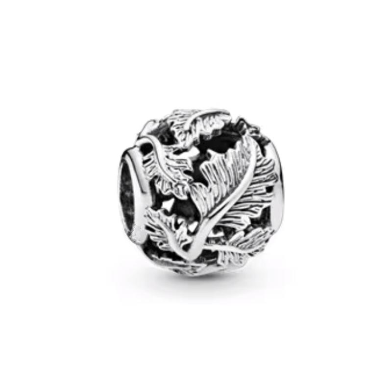 Pixar Hollow-out Round Woven Flower Queen Charm Bead European Silver Bracelet Necklace DIY Jewelry Gift for Women