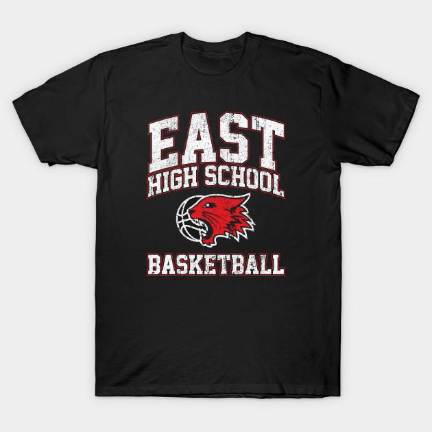 Men Black Print T-shirt East High School Basketball No-Cut Transfer Paper Print Cotton Tshirt 2XL чёрный