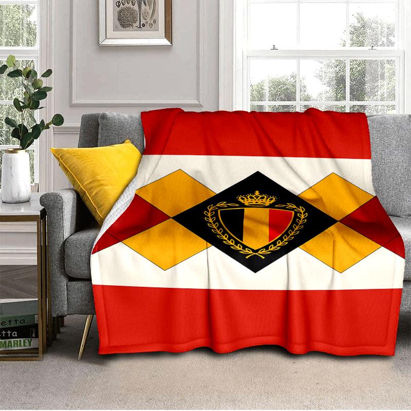 Belgian Football Association Emblem Blanket Suitable for Sofas, Beds, Offices, And Camping - Perfect Gift for Halloween Christmas