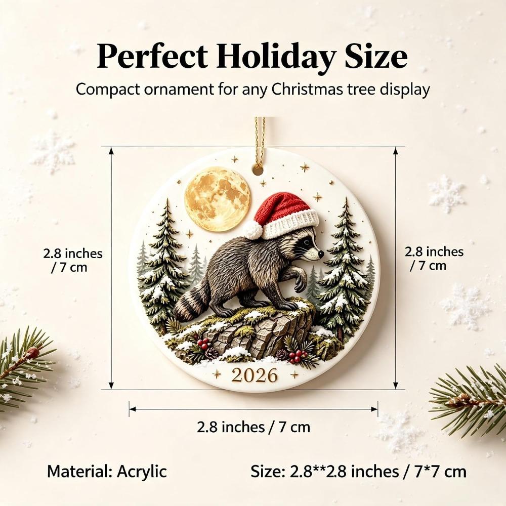 Cute Christmas Tree Pendant 2D Christmas Raccoon Ornament NEW Jimothy Raccoon Ornament Party Decor