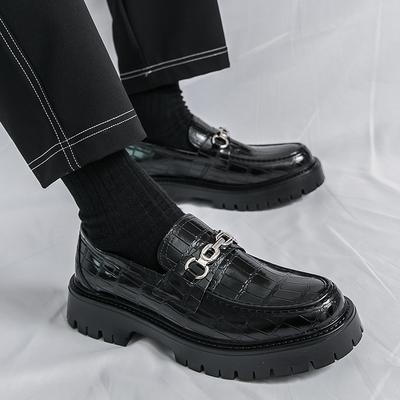 Mode Mode Heren Dikke Zool Loafers Schoenen Instappers Leer Platform Casual Schoenen Comfortabele Formele Zakelijke Kantoor Schoenen Maat 38-46