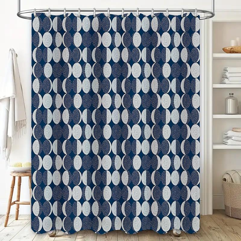 Modern Geometric Shower Curtain Waterproof Bathroom Decor Farmhouse Backdrop Nature Pattern Fabric Liner Vintage Style