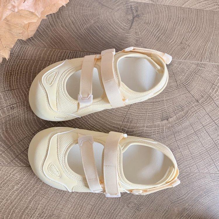 Soft Leather Version~ Platform-soled Sports Bag Head Sandals Women's 2025 New Summer Little White Shoes with Skirts Velcro Single Shoes