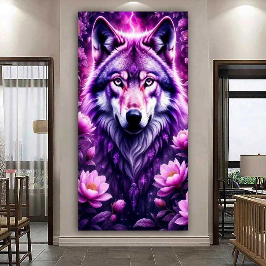Wolf and Flower Large Size Diamond Painting New Collection Wild Animals Diy Full Square Round Drill Rhinestone Embroidery Mosaic Cross Stitch Kits