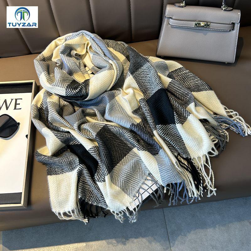 

2024 Осень и зима Новый удлиненный кашемировый шарф универсальный женский теплый шарф для защиты шеи двухсторонний шарф шаль 200*70cm