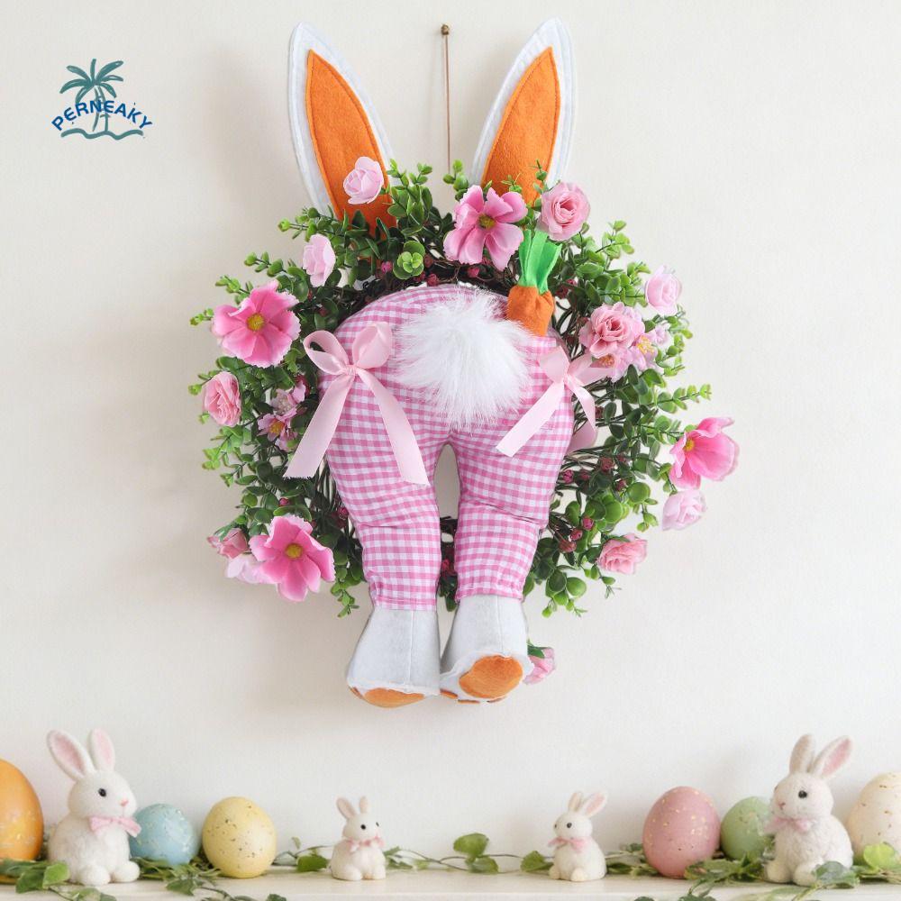 Realistic Design Easter Bunny Wreath Fresh Decoration Reusable Material Realistic Wreath Bunny Bottom Wreath Space Settings