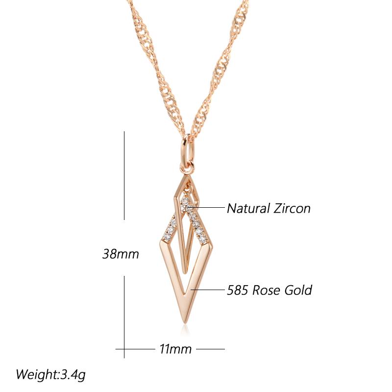Colar Pingente Rombo Vazado Brilhante da Moda Para Mulheres Zircônia Natural Incomum Cor Ouro Rosa Joias Finas Diárias