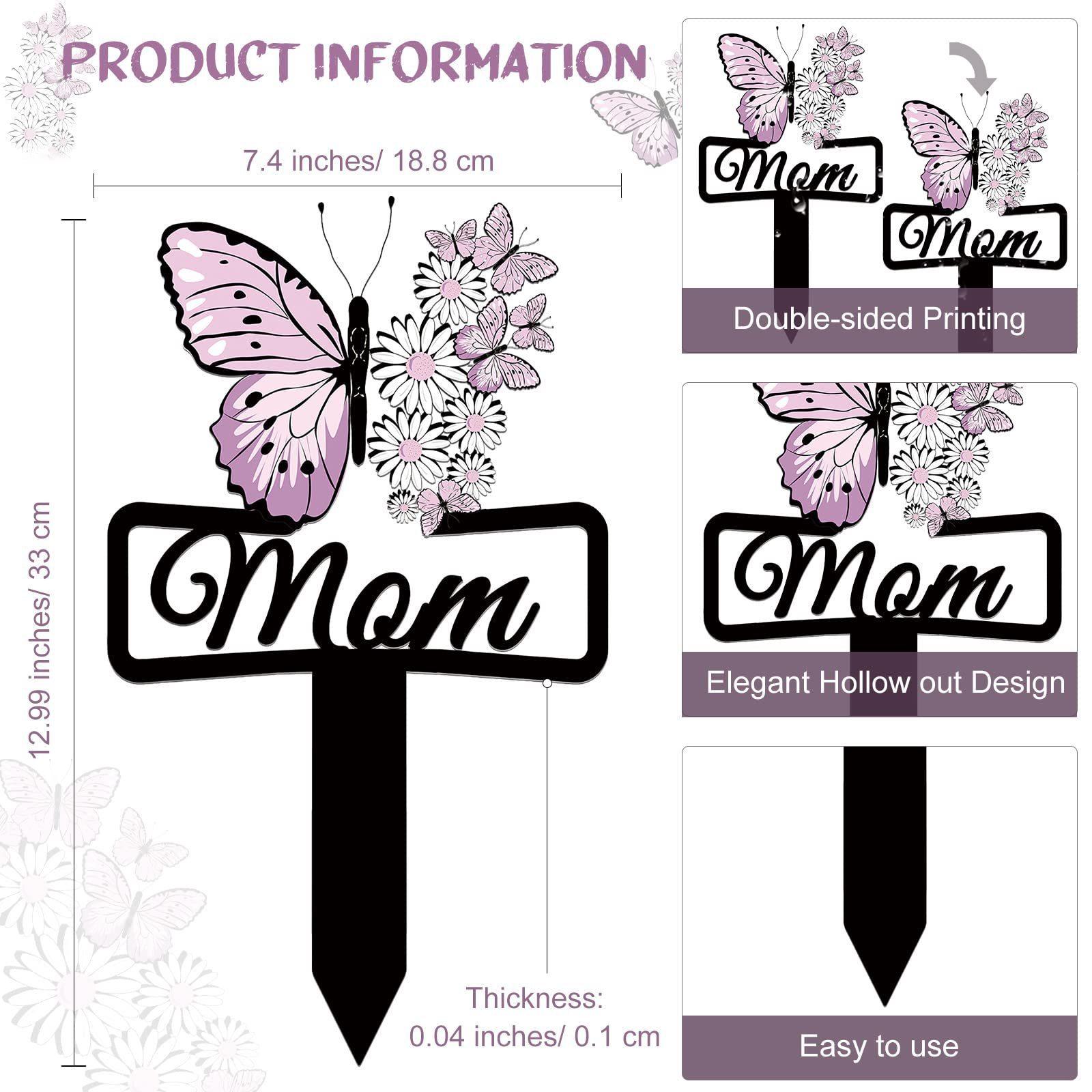 

1Pc Waterproof Metal Butterfly Stake Marker Lost Mother Sympathy Garden Stake Cemetery Stake 32*20*0.8