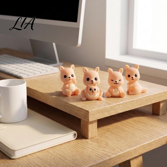 Healing Atmosphere Ornaments 4Pcs Mini Kangaroo Figurines, Cute Resin Animal Miniature for Decorative Tabletop Items Fairy Garden Decor, DIY