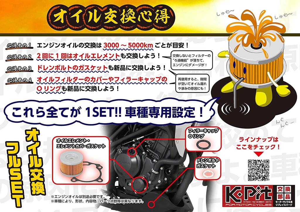 KITACO K-PIT oil change full set Gixxer 250/SF250 (ED22B/ED22Y) 70-390-02030