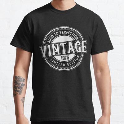 Mode Homme Décontracté Manches Courtes VIEILLI À LA PERFECTION 1975 Hauts Esthétique Vintage T-shirts Oversize
