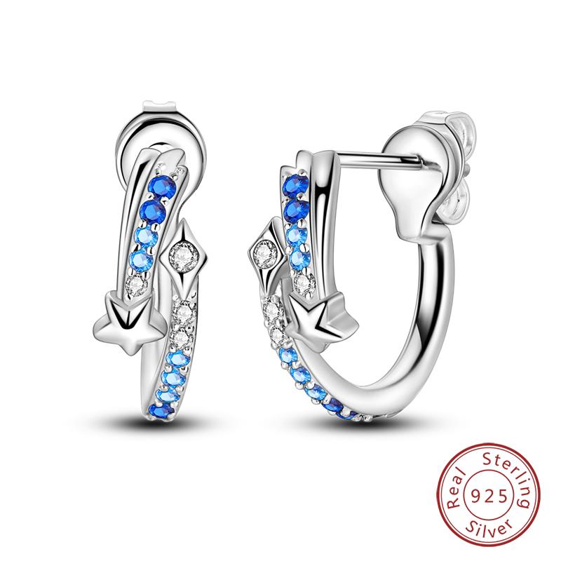 New 925 Sterling Silver Hope Rainbow Flower Earrings For Women Sparkling Colored Zircon Star Koi Earrings Party Jewelry