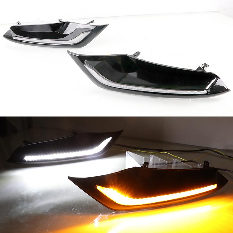 2Pcs DRL for Mazda 3 Axela LED car Driving daytime running light fog lamp with flow yellow turn Signal