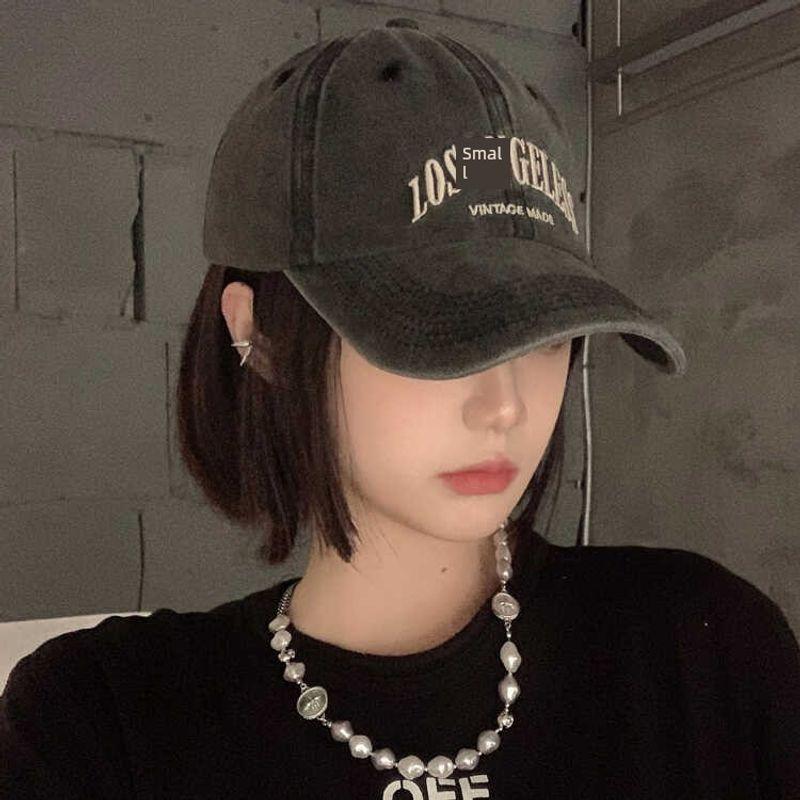 

Hat Wig Integrated Women s Short Hair Baseball Cap Hat Wig Peaked Cap Retro Fashion Brand Face-Looking Small Wide Brim Easiest for Match Washed Grey + Brown Black Wave Head