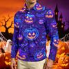 Men's Long Sleeve Casual T Shirt Crew Neck Printed Halloween Pumpkin Stars Moon Pattern Comfortable Fit Lightweight Top