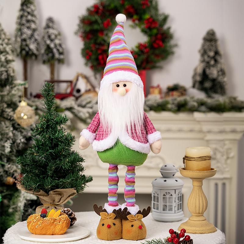 Christmas Rainbow Telescopic Santa Claus Ornament Christmas Home Desktop Display Decoration
