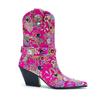 Fashion Brand Woven Brocade Embroidery Rhinestone Rivet Short Boots  New Fashion Show Pointed Slope Heel Chelsea Women's Boots Size 43