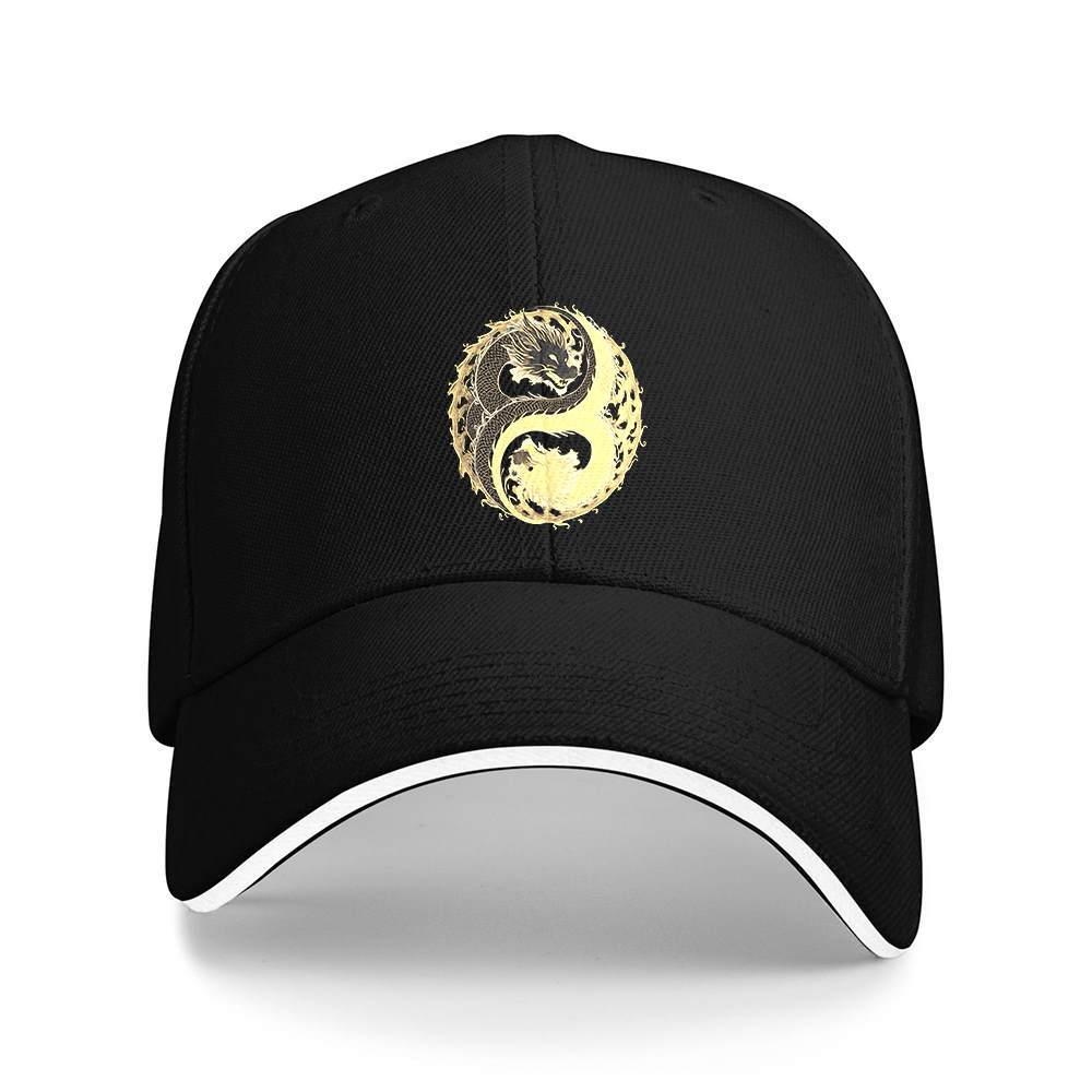 

Yin Yang Dragon Graphic Baseball Cap Unisex Lightweight Polyester Outdoor Adjustable Hat One Size