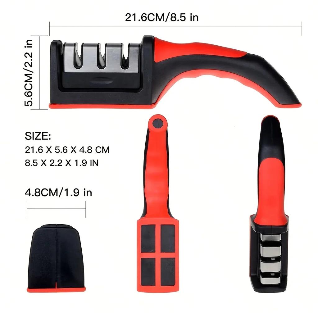Kitchen 3/4-Segment Knife Sharpener Household Multi-Functional Hand-Held 3/4-Purpose Black Sharpening Stone