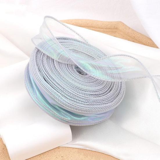 Sheer Tulle Ribbon 3.8 Yards Craft Decorative Ribbon Iridescent Tulle Ribbon Roll for Flowers Wedding Invitations Gift Wrapping