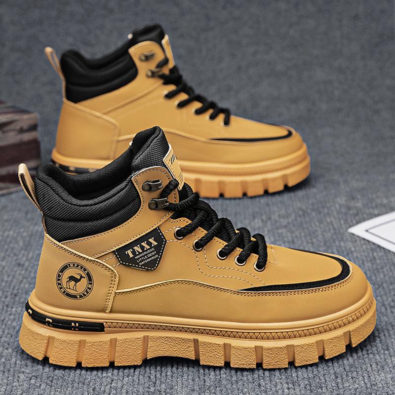 

Осень и зима новая мужская высокая обувь Мартин, рабочая обувь, обувь для локомотива, универсальная повседневная обувь, модная обувь, для улицы 44 жёлтый